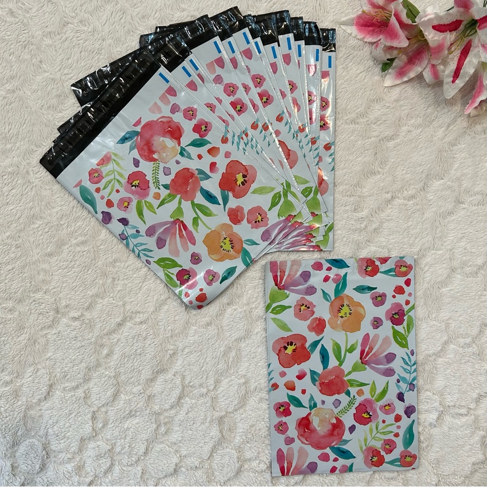 25ct  10x13 Floral Watercolor Poly Mailers - Picture 4 of 4